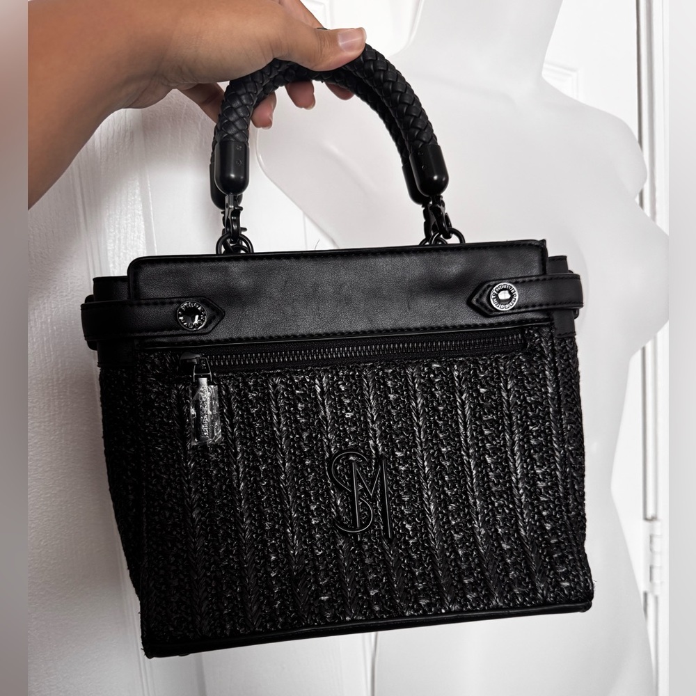 Steve Madden Black Woven Top-Handle Shoulder Bag